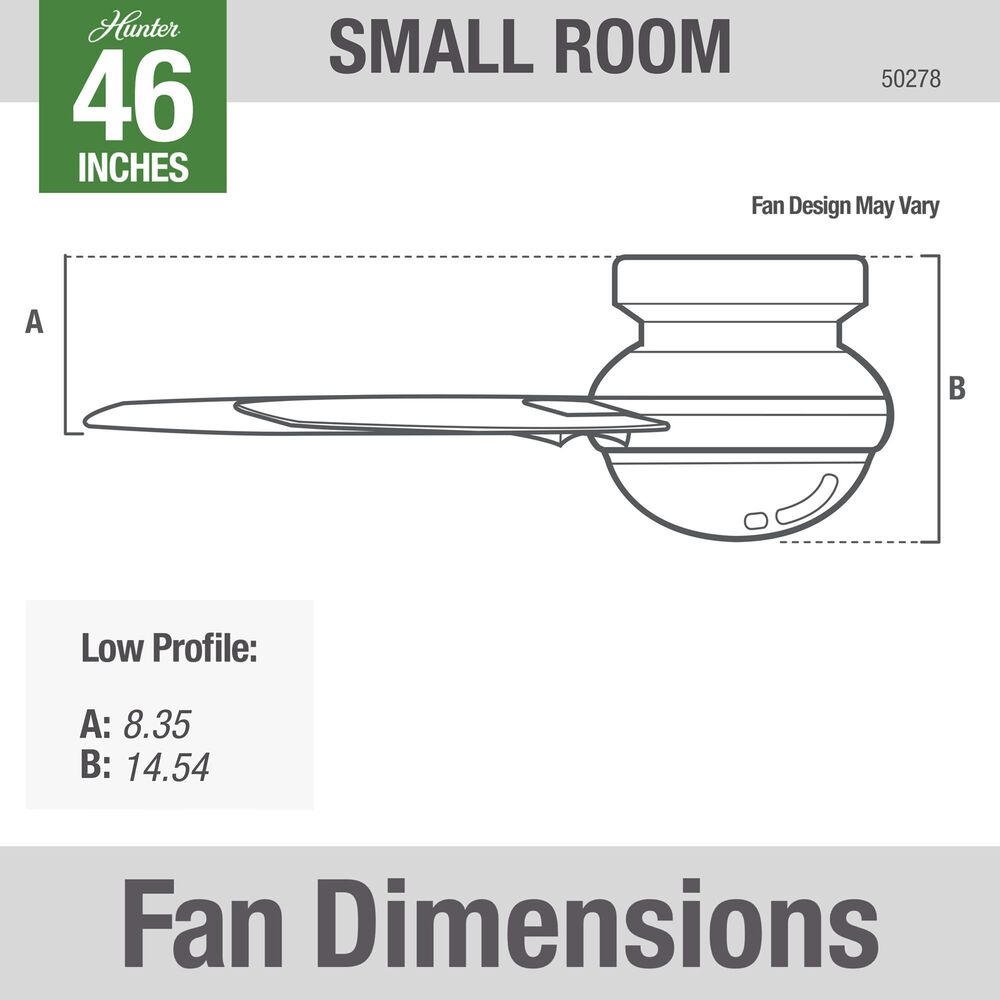 Hunter Anslee Low Profile 46&quot; Ceiling Fan with LED Lights in Brushed Nickel, , large