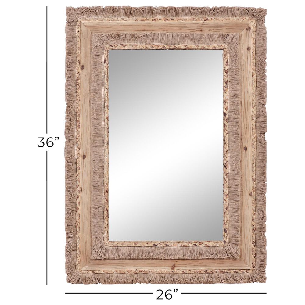 Maple and Jade 36&quot; x 26&quot; Wall Mirror with Frayed Edges in Brown, , large