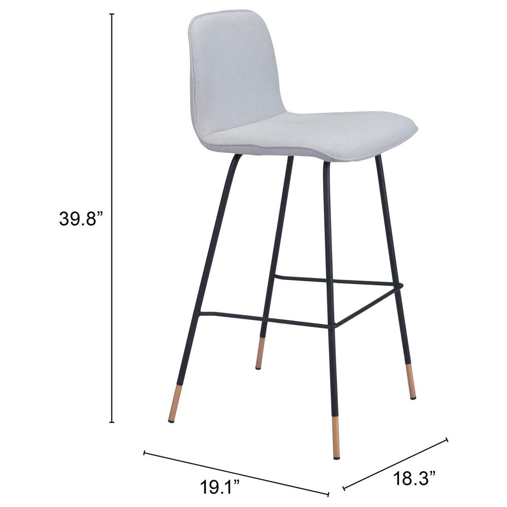 Zuo Modern Gironde Bar Stool in Light Gray and Black, , large