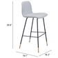 Zuo Modern Gironde Bar Stool in Light Gray and Black, , large