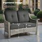 HOMLUX Outdoor Rattan Loveseat with Ergonomic in Black, , large