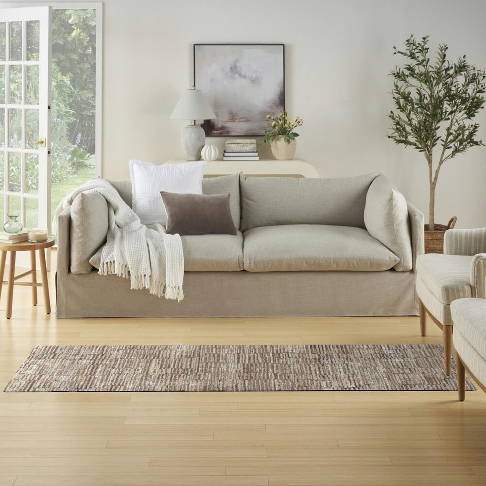 Nourison Sustainable Trends 2&#39;2&quot; x 7&#39;6&quot; Ivory and Mocha Runner, , large