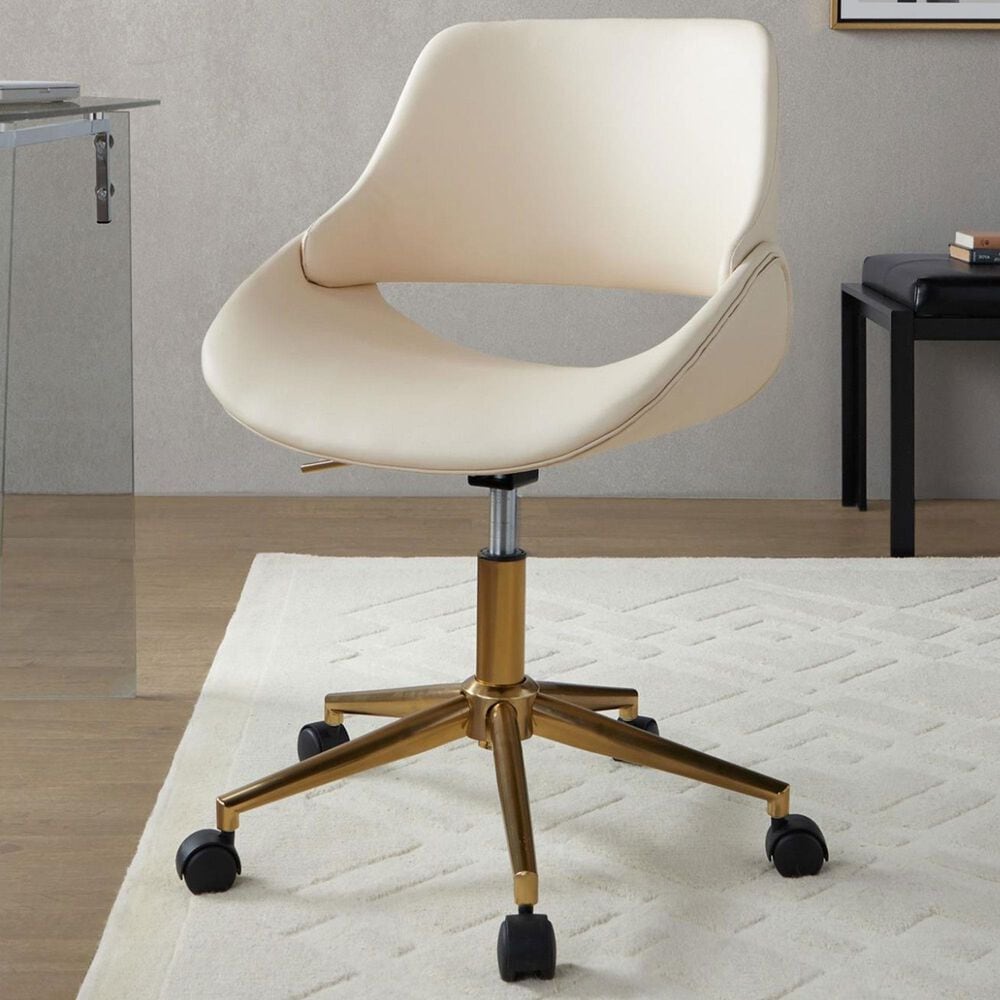 Lumisource Fabrico Office Chair with Cream Cushion in Gold, , large