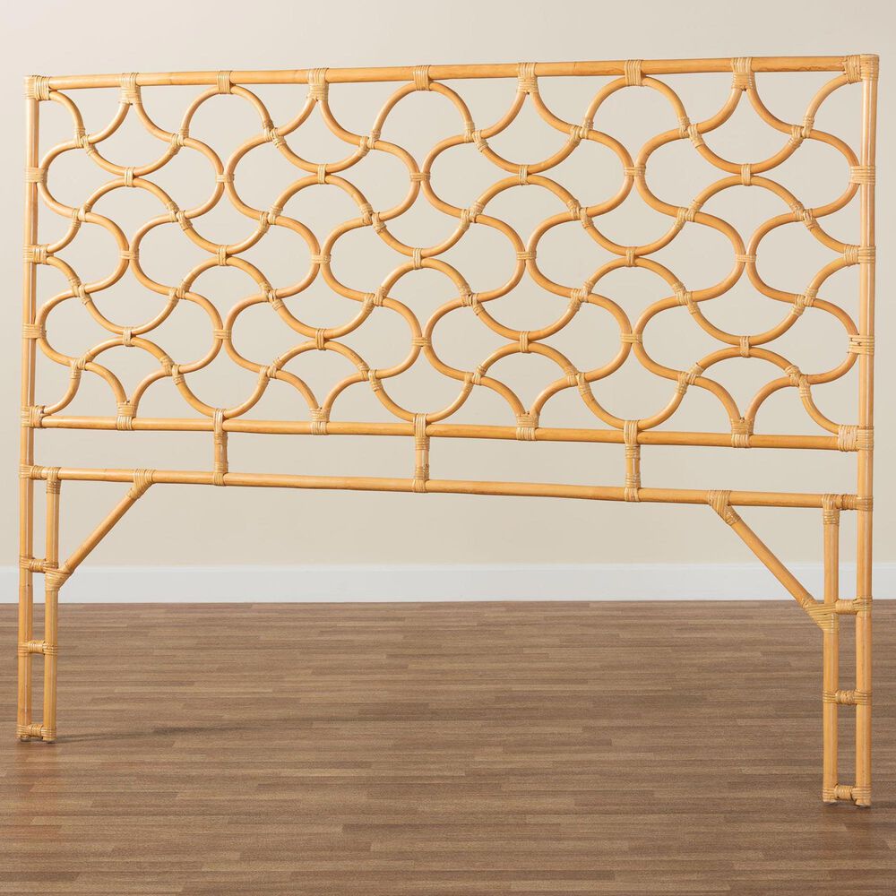 Baxton Studio Kalcya King Standalone Headboard in Light Honey, , large