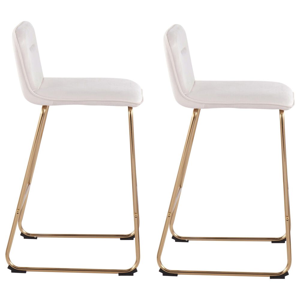 Lumisource Casper Counter Stool in Cream and Gold &#40;Set of 2&#41;, , large