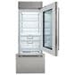 Sub Zero 17 Cu. Ft. Classic Right Hinge Bottom Freezer Refrigerator with Glass Door and Pro Handle in Stainless Steel, , large