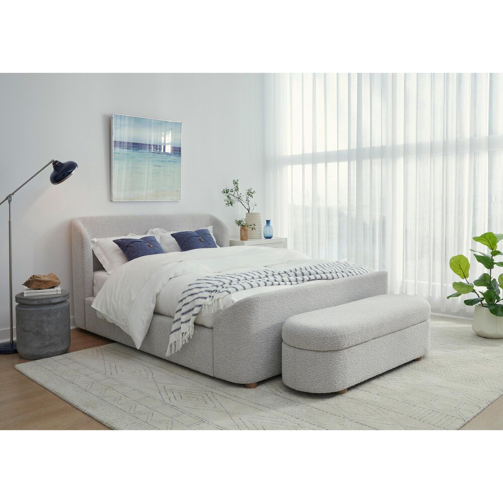 Urban Home Kiki Upholstered Hinged Storage Bench in Cotton Ball, , large