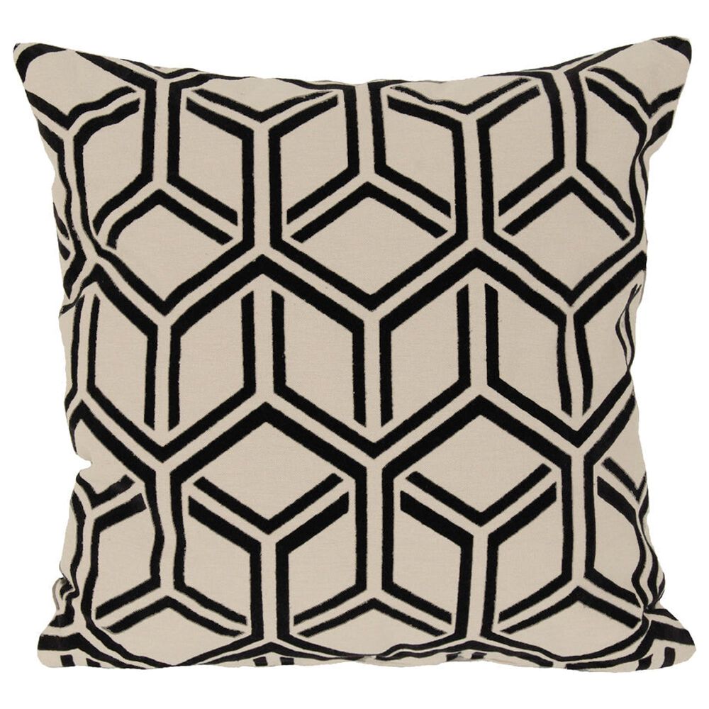 India House Flock Lattice 20" Square Throw Pillow in Black, , large