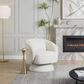 LumiSource Zara Swivel Accent Chair with Pillow in White, , large