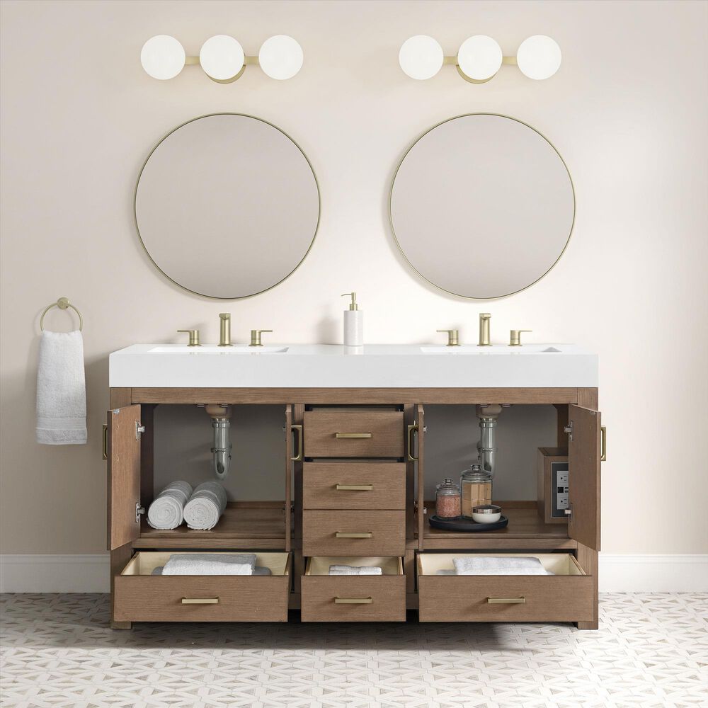 37B Alanya 60" Double Bathroom Vanity in Walnut Drift with White Composite Stone Top, , large