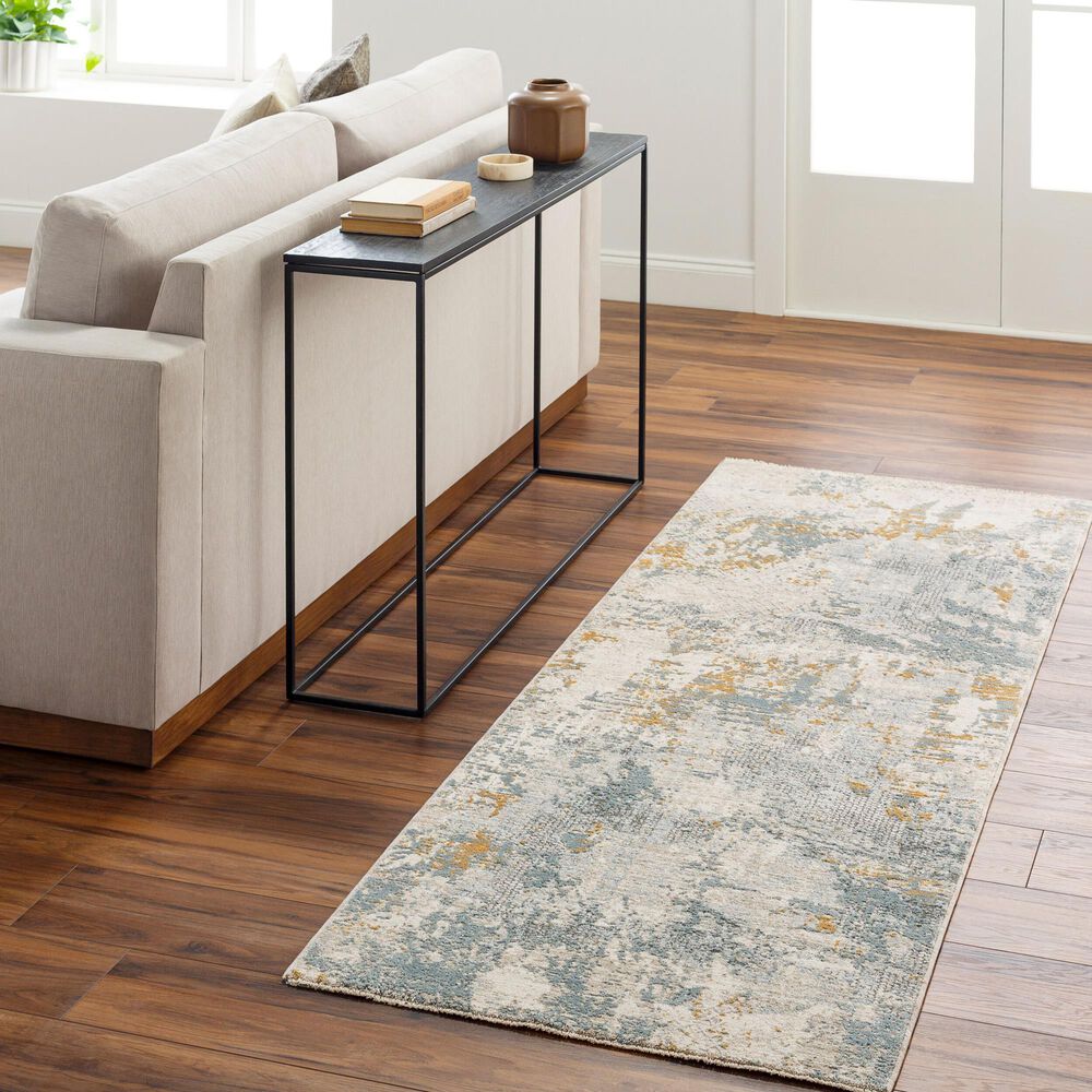Surya Dresden Taupe, Off-White, Deep Teal, Dusty Sage, Ink Blue, Mustard and Light Gray 2'7" x 7'3" Runner, , large