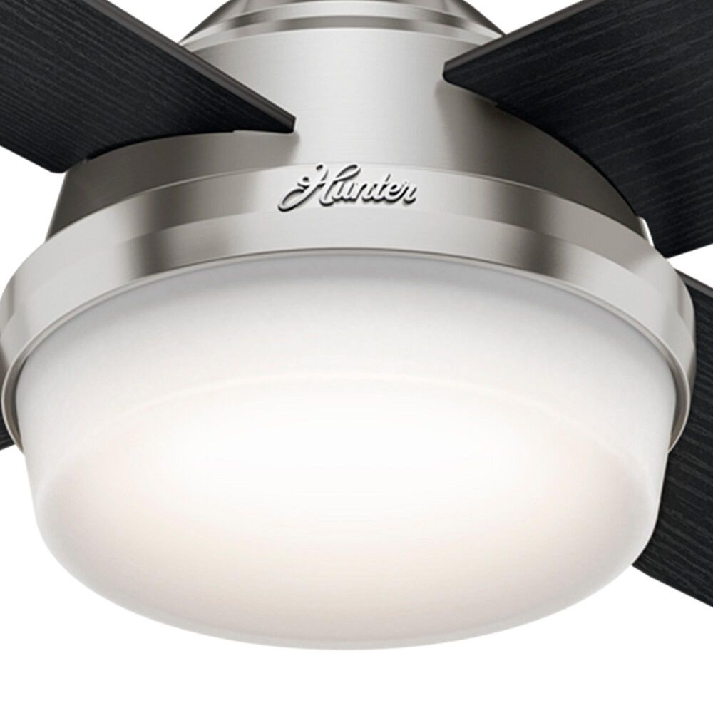 Hunter Dempsey 52&quot; Ceiling Fan with Light in Brushed Nickel with Black Blades, , large