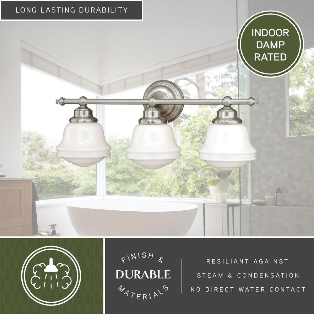 Vaxcel Huntley 3-Light Bathroom Vanity in Satin Nickel, , large