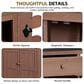 Hearth and Haven Outdoor Kitchen Island Cart with Extendable Stainless Steel Top and Adjustable Shelf in Brown, , large