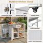 Hearth and Haven Outdoor Kitchen Island Cart with Stainless Steel Top, Towel and Spice Racks in White, , large