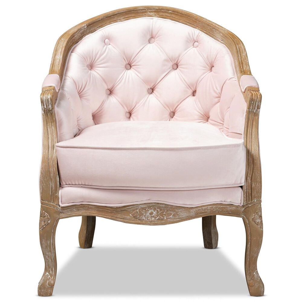 Baxton Studio Genevieve Arm Chair in Light Pink, , large