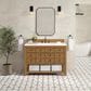 James Martin Malibu 48" Single Bathroom Vanity in Amber Birch with 3 cm White Zeus Quartz Top and Rectangular Sink, , large