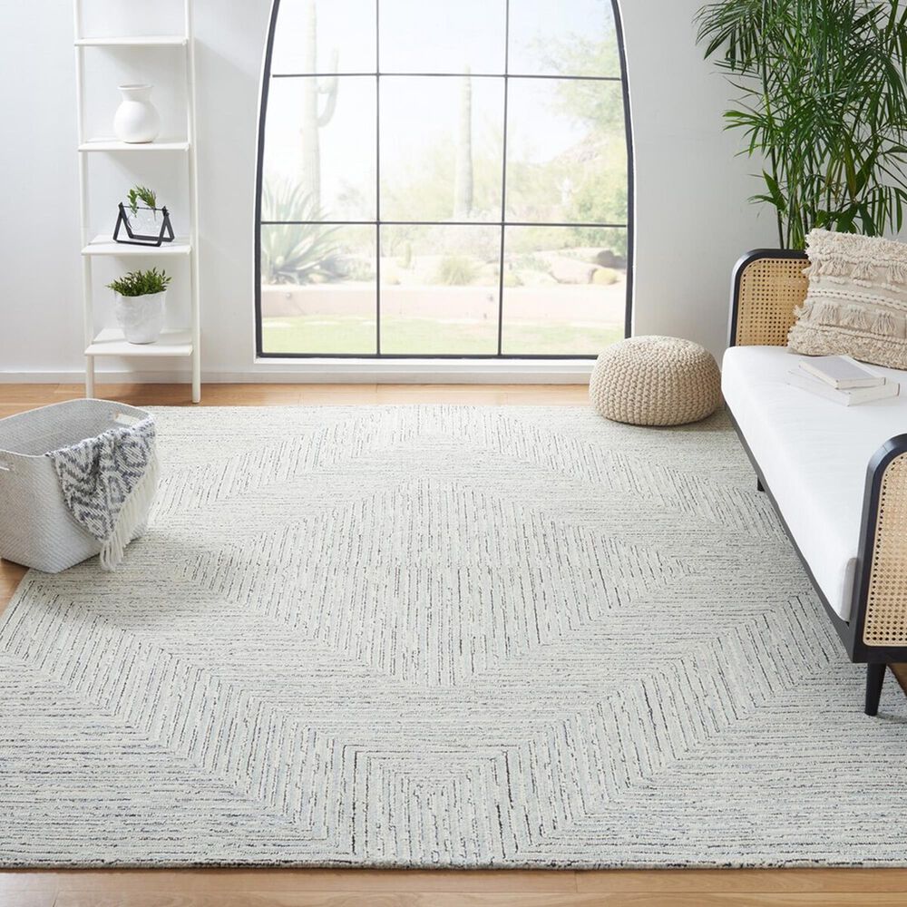 Safavieh Micro-Loop MLP176F 10&#39; x 14&#39; Light Grey and Ivory Area Rug, , large