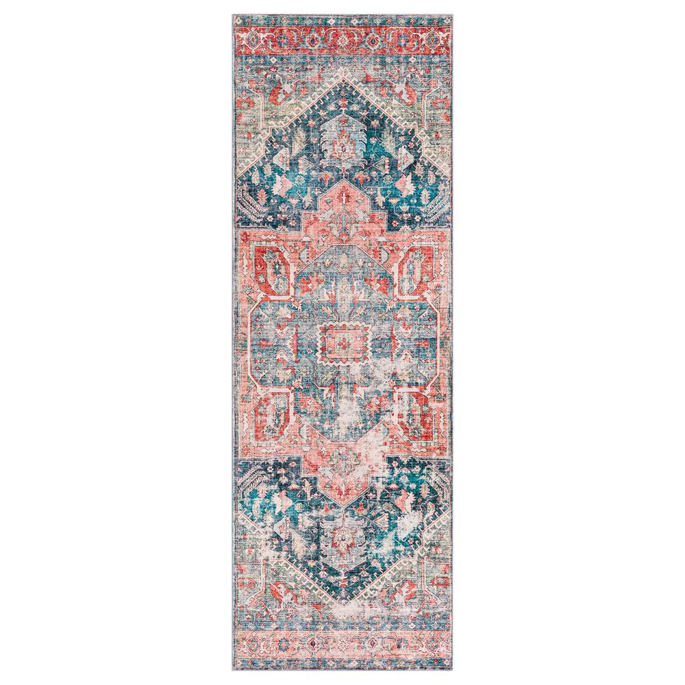 Surya Erin 2"6" x 7"6" Terracotta, Pink, Teal and Beige Runner, , large