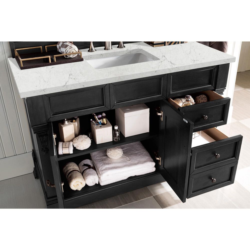 James Martin Vanities Brookfield 48&quot; Single Bathroom Vanity in Antique Black with 3 cm Eternal Jasmine Pearl Quartz Top and Rectangle Sink, , large