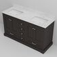 Lexora Home Dukes 60" Double Bathroom Vanity in Espresso with 2 cm White Carrara Marble Top and Rectangular Sinks, , large