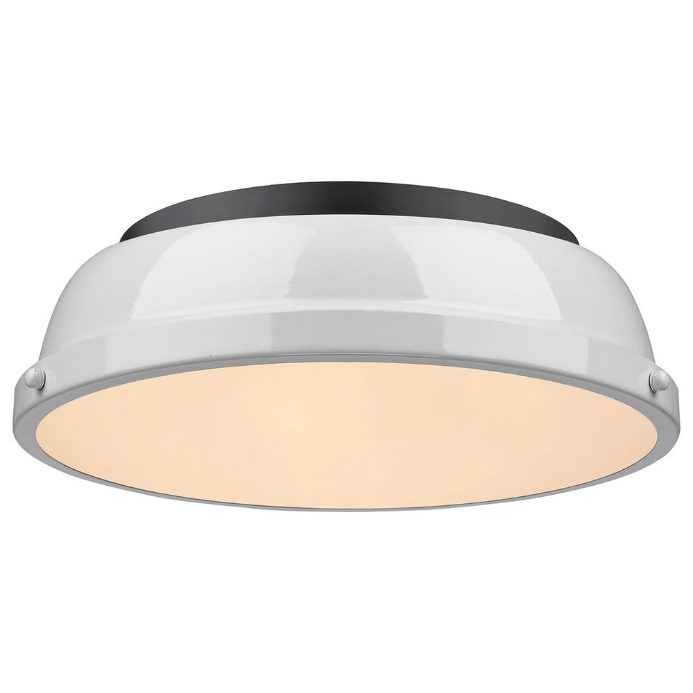 Golden Lighting Duncan 14&quot; Flush Mount in Matte Black and Glossy White, , large