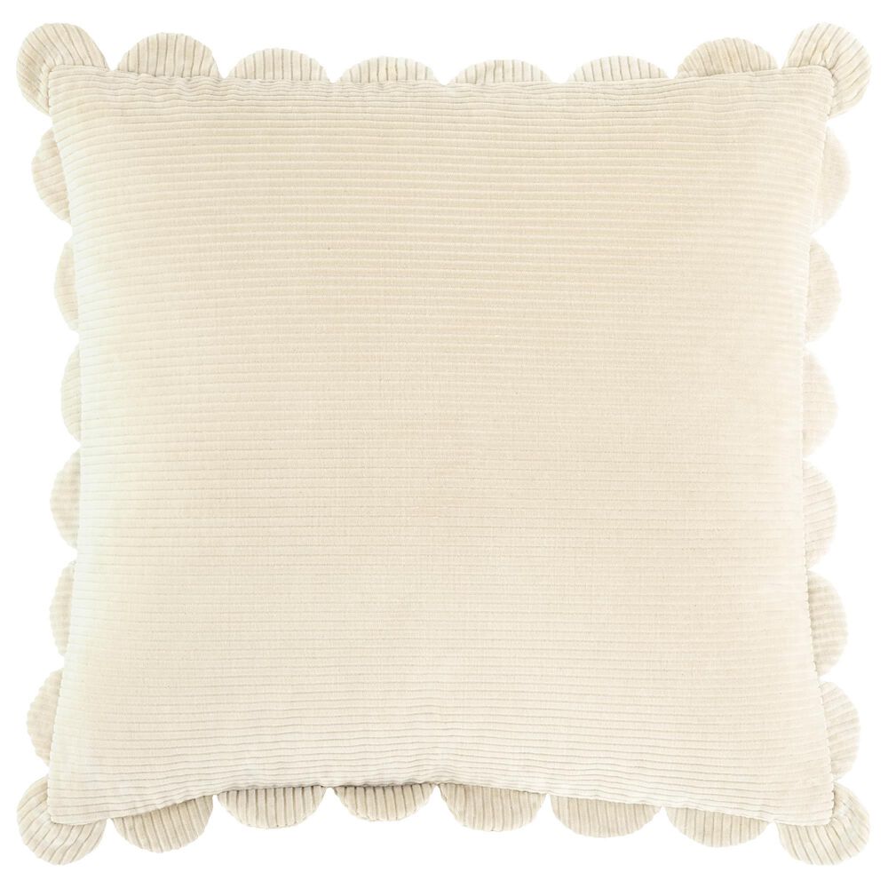 Surya Corduroy Quarters 20" Square Throw Pillow in Cream, , large