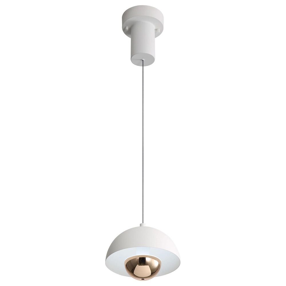 Golden Lighting Vintra LED 1-Light Pendant in Sand White with Copper, , large