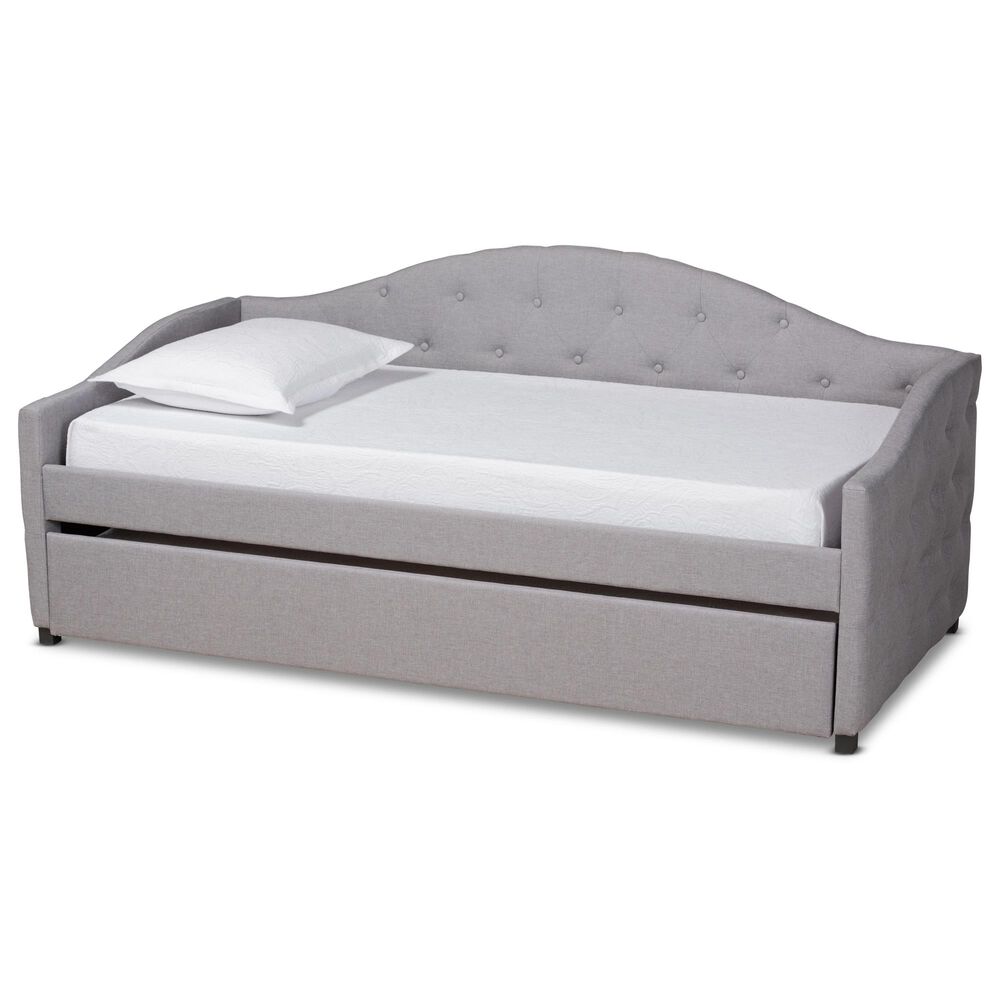 Baxton Studio Becker Twin Daybed with Trundle in Grey/Black Nebraska