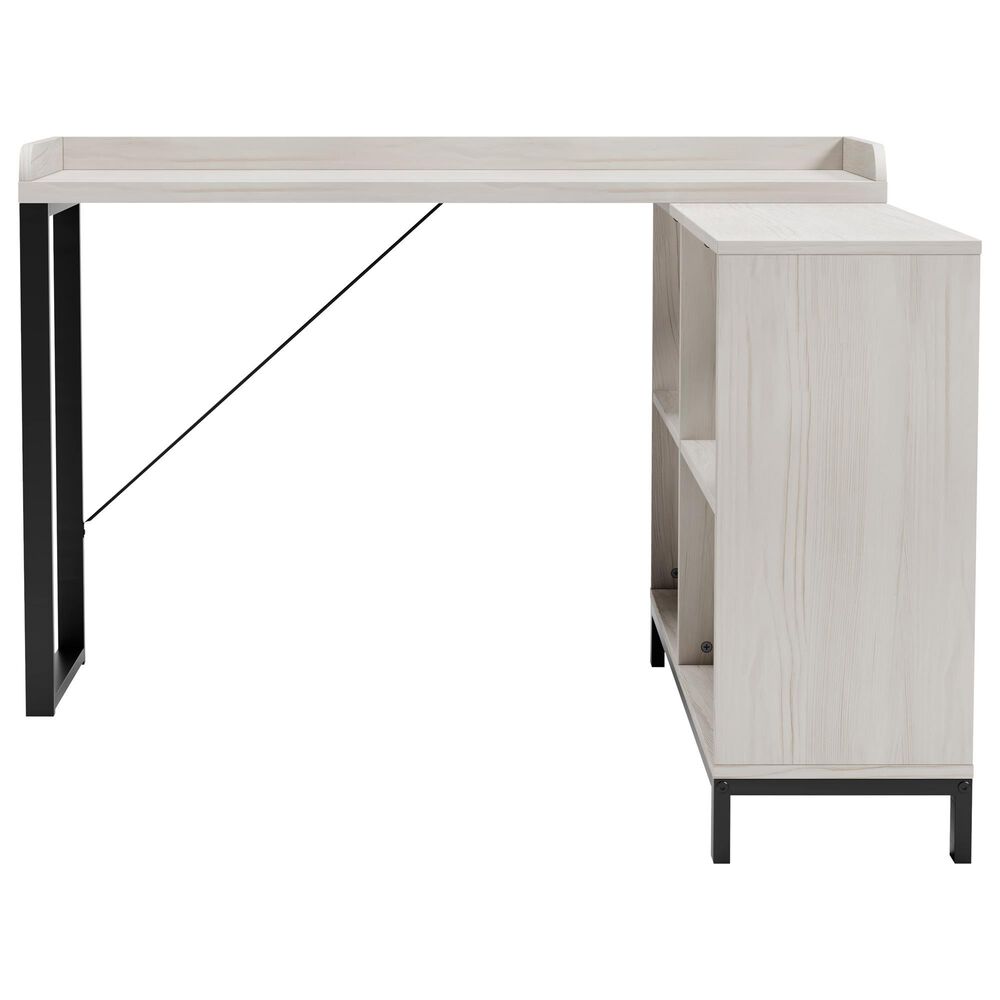 Ashley Bayflynn L-Desk in Whitewashed and Black, , large