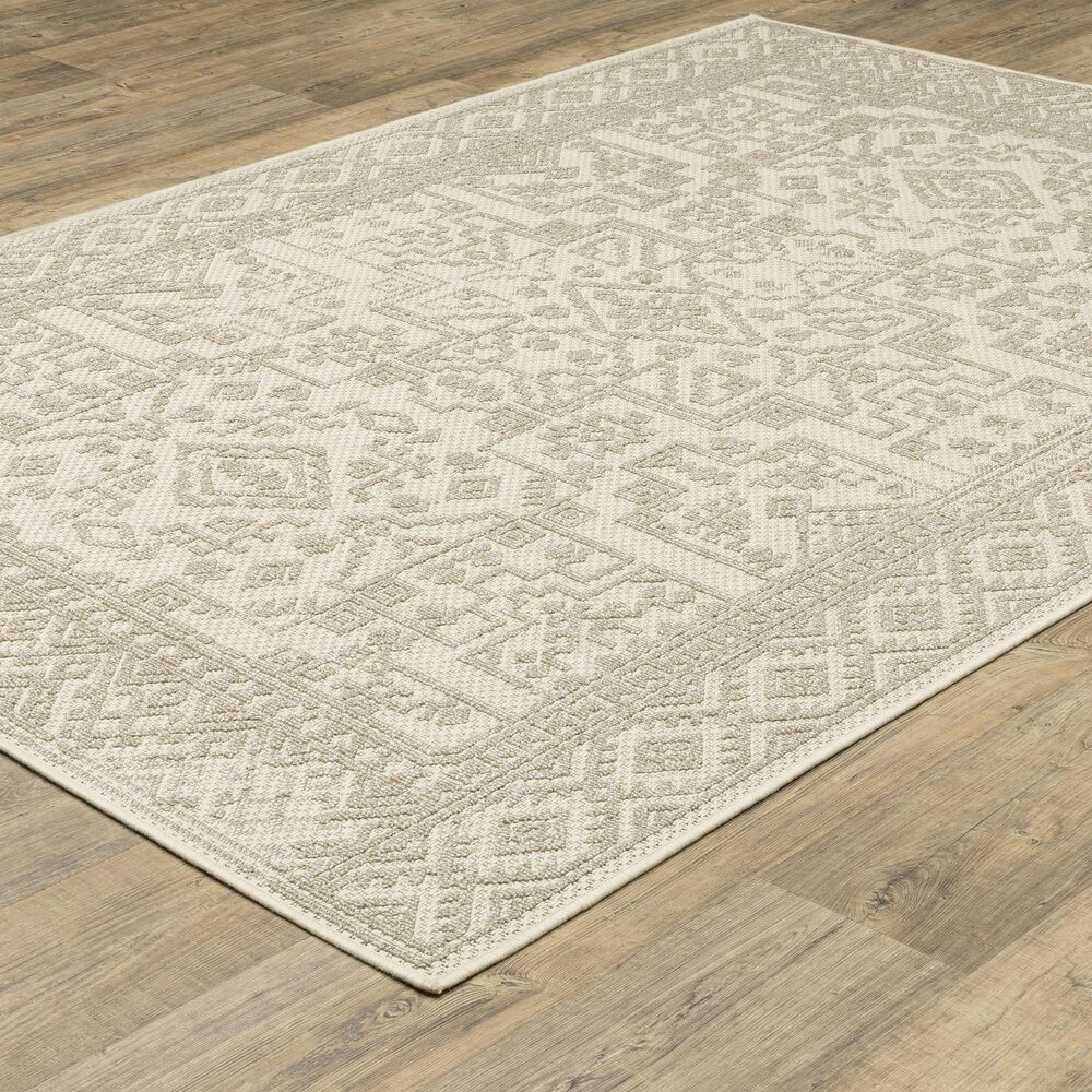 ROW by Oriental Weavers Zarina Southwestern Beige and Ivory 5'3" x 7'3" Indoor/Outdoor Area Rug, , large