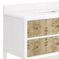 James Martin Vanities Olena 36" Single Vanity in Light Mappa Burl and Polished White with Single Hole 3 cm White Zeus Quartz Top & Backsplash, , large