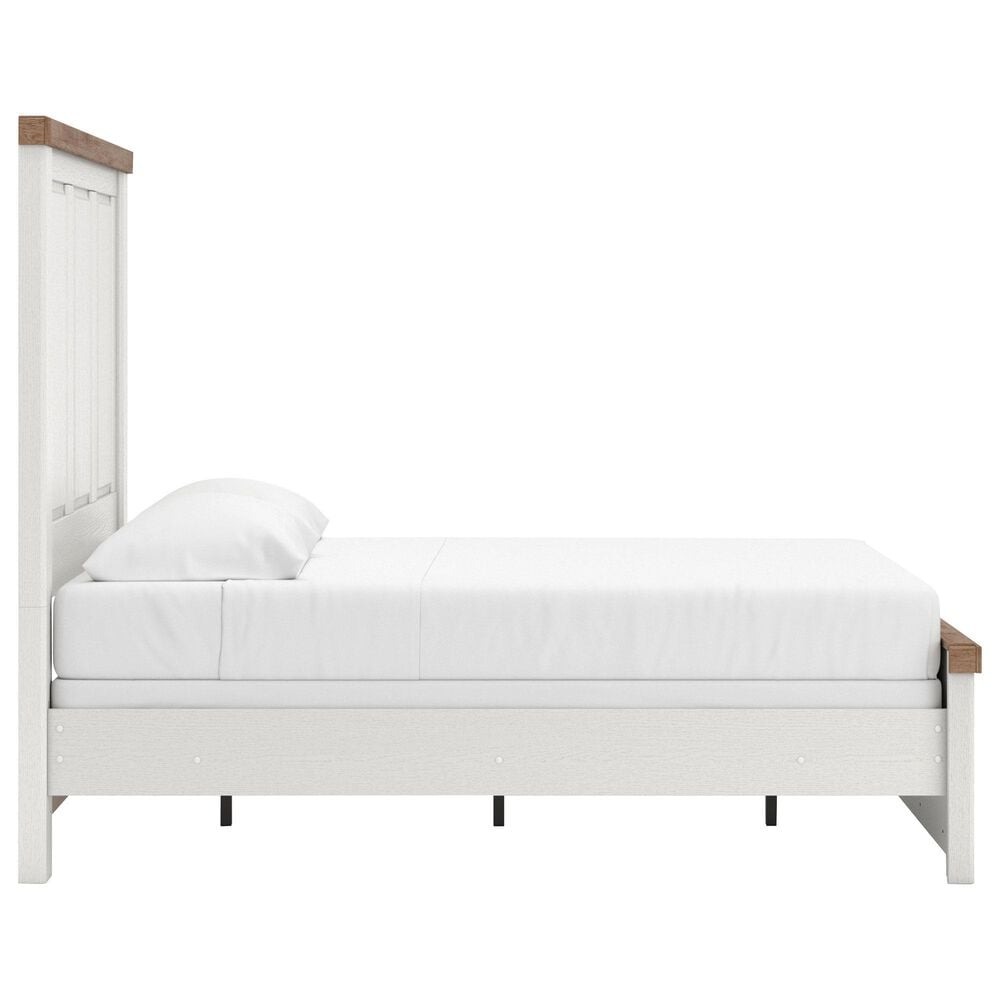 Ashley Savonport Modern Farmhouse Full Panel Bed in White and Brown, , large