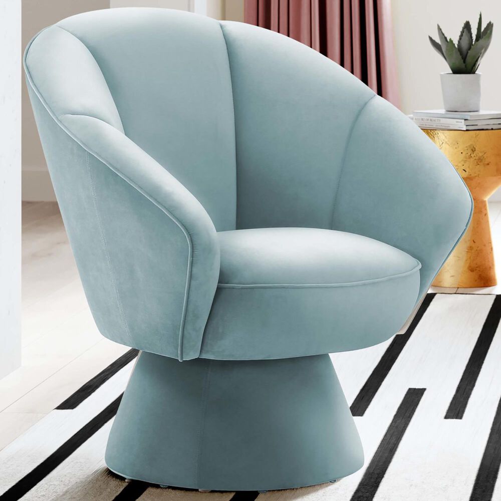 Tov Furniture Allora Swivel Accent Chair in Light Blue Velvet