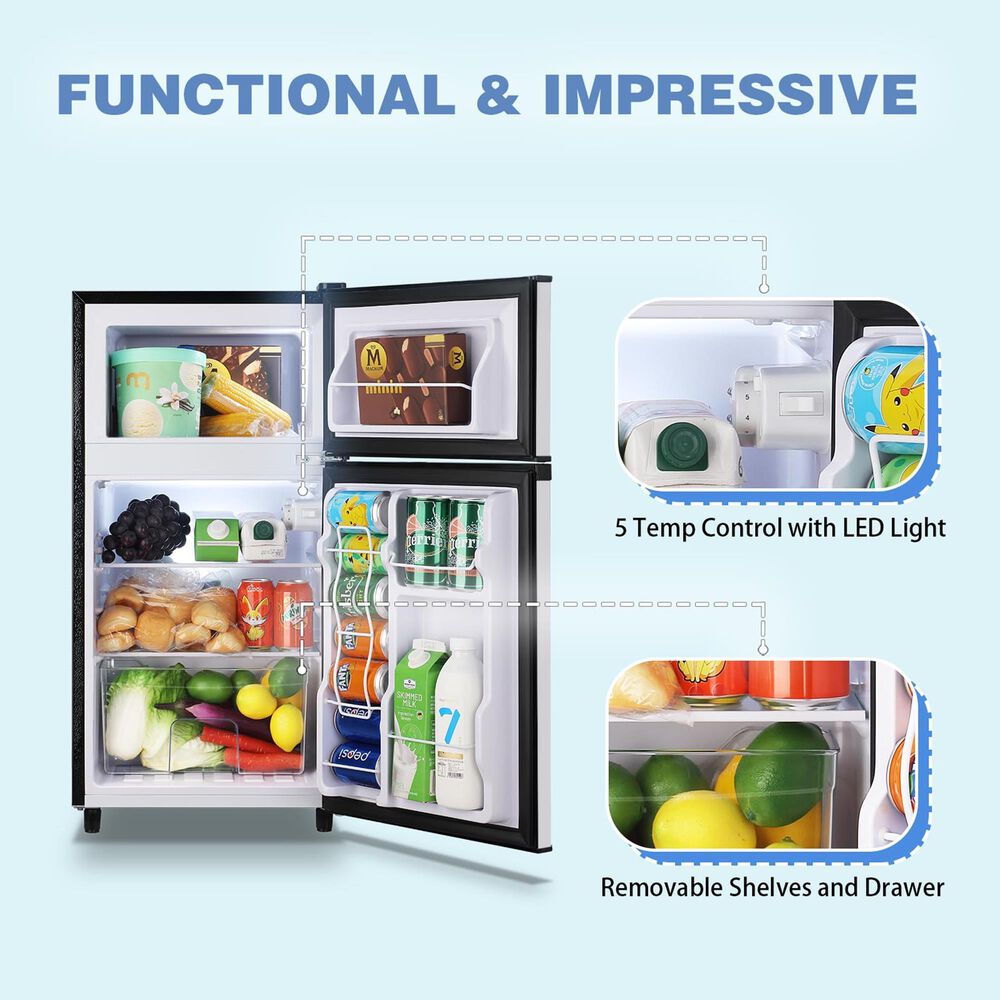 HOMLUX 3.5 Cu. Ft. Top Freezer Refrigerator with Adjustable Thermostat in Silver, , large