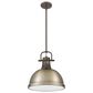 Golden Lighting Duncan 1-Light Pendant with Rod and Aged Brass Shade in Rubbed Bronze, , large