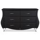 Baxton Studio Enzo 6-Drawer Dresser with Black Upholstered in Stainless Steel, , large