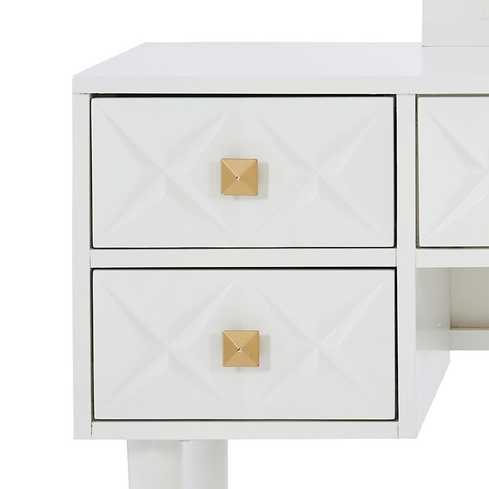 Linon Home Decor Geo Vanity with Stool in White, , large