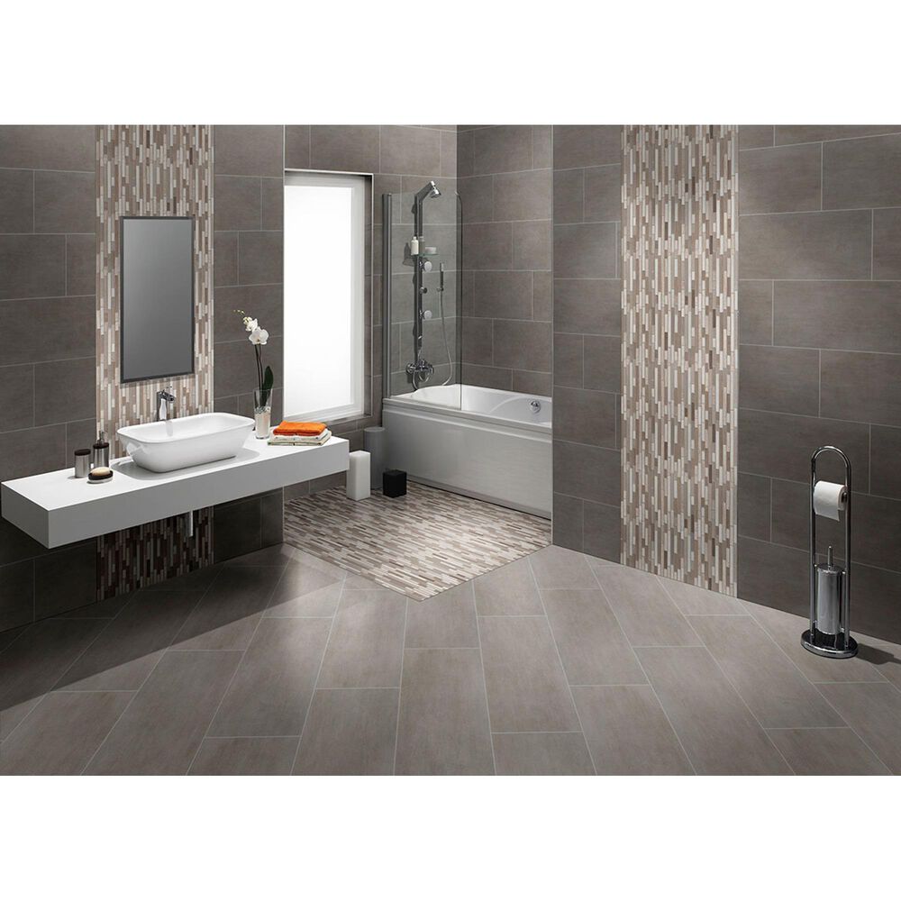 MS International Gridscale Concrete 12&quot; x 24&quot; Ceramic Tile, , large