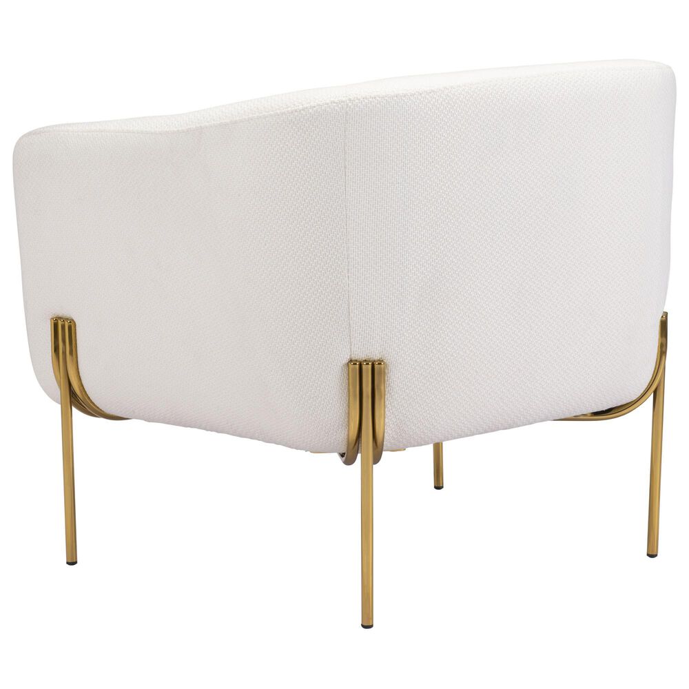 Zuo Modern Micaela Arm Chair in Ivory and Gold, , large