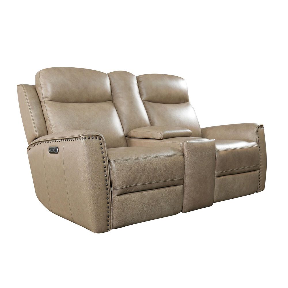 Bassett Douglas Leather Reclining Console Loveseat in Wheat, , large