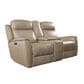 Bassett Douglas Leather Reclining Console Loveseat in Wheat, , large