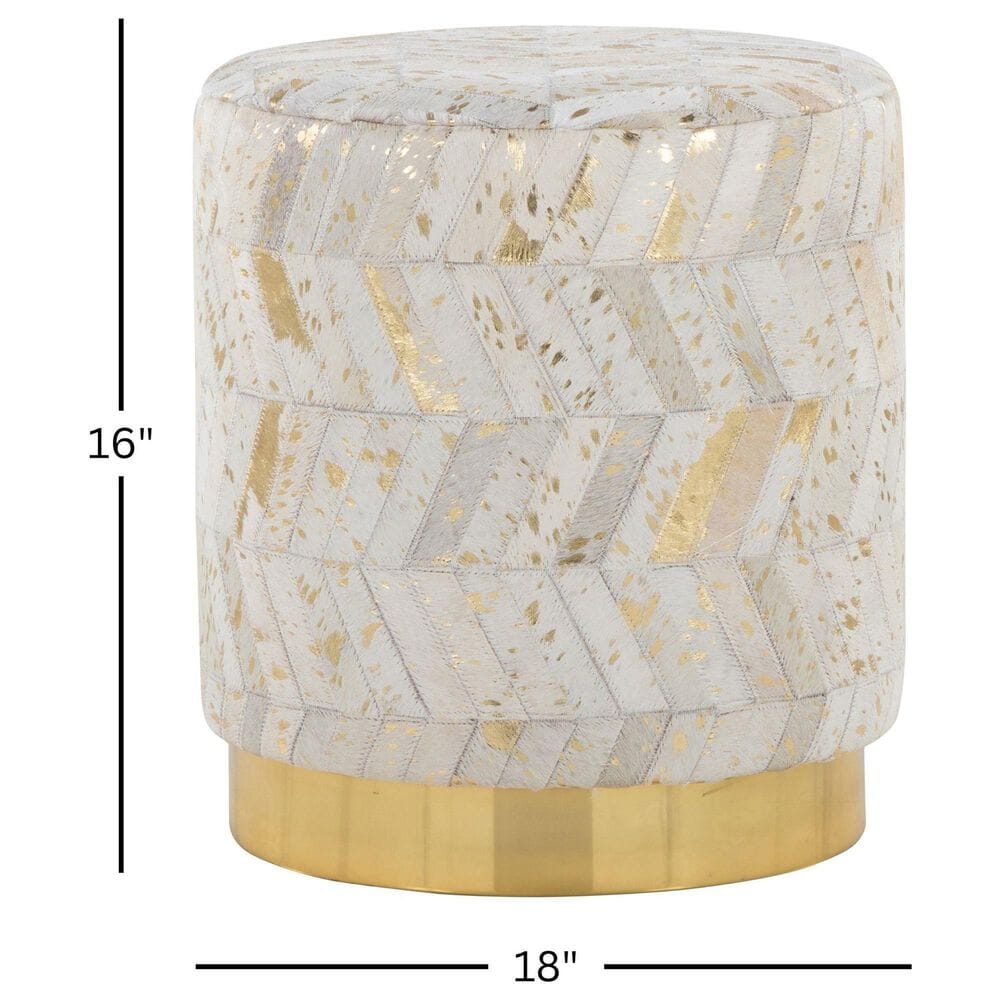 LumiSource Oro 18" Ottoman in Ivory and Gold, , large