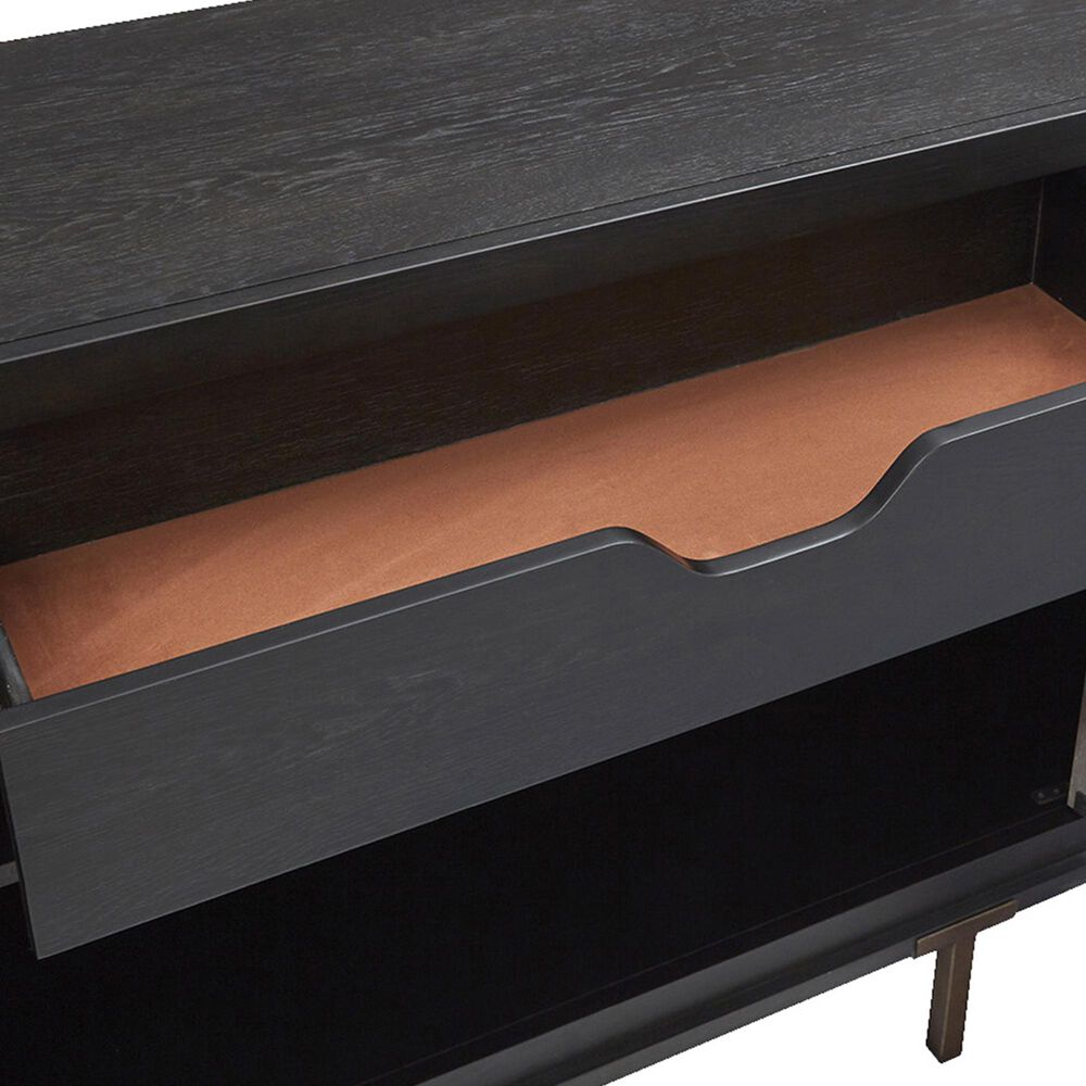 Nicolette Home Ryker Server in Grey, Black Glass, and Aged Brass, , large