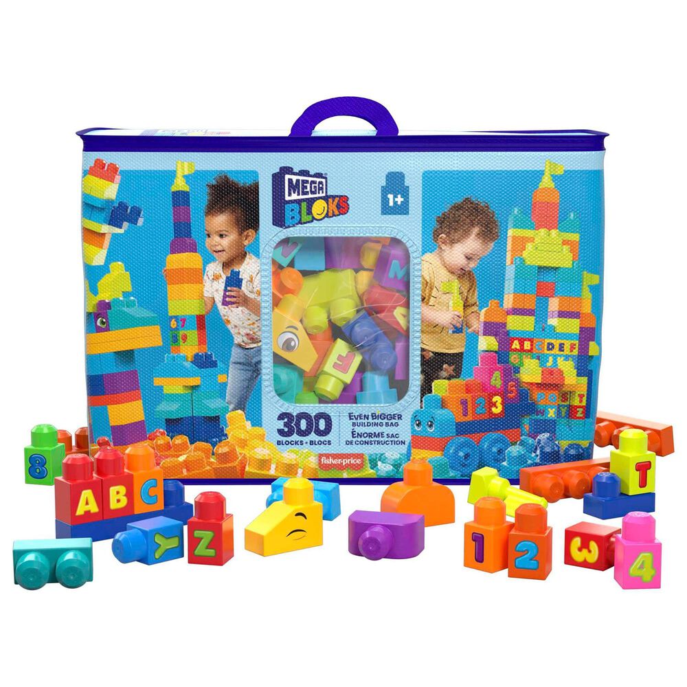 Mattel Even Bigger Blocks Building Set with Storage Bag for Toddler in Multicolor, , large