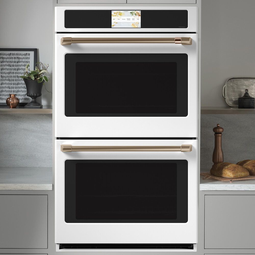 Cafe 2-Piece Kitchen Package with Matte White 30" Smart Built-In Convection Double Wall Oven and Stainless Steel 30" Electric Cooktop, , large