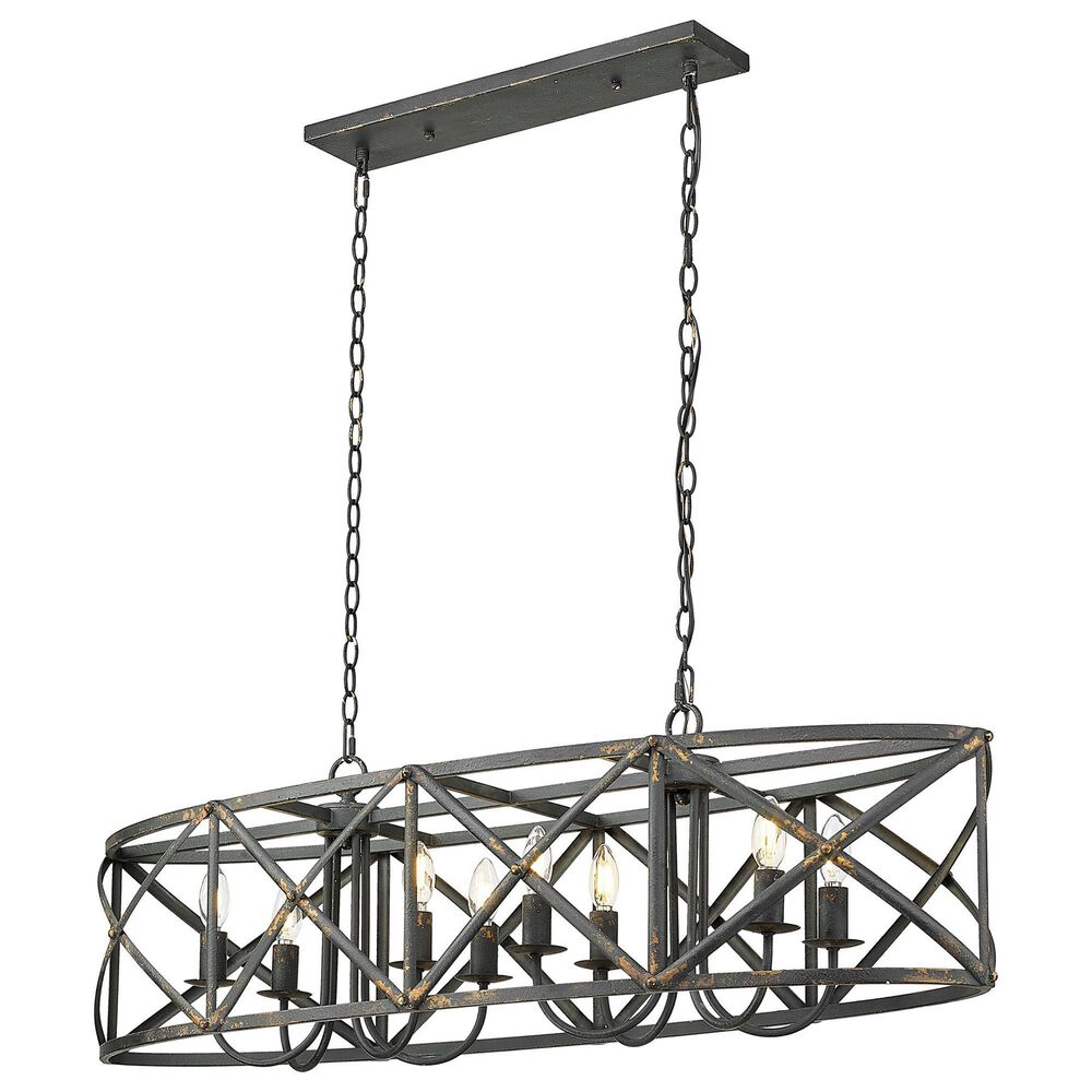 Golden Lighting Alcott 8-Light Linear Pendant in Antique Black and Gold, , large