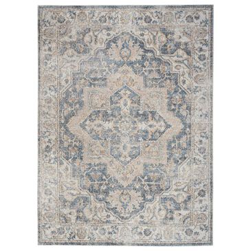 Nourison Astra Machine Washable 7"10" x 10" Grey and Blue Area Rug, , large