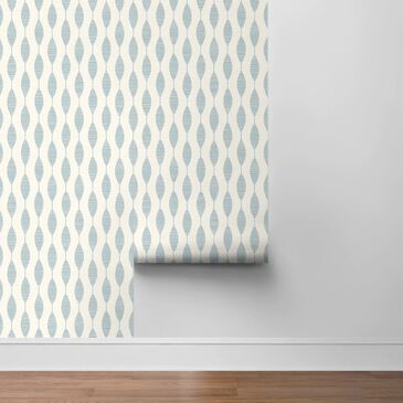 Wallquest Sojourn Ditto Ogee 216" x 20.5" Wallpaper in Light Blue, , large