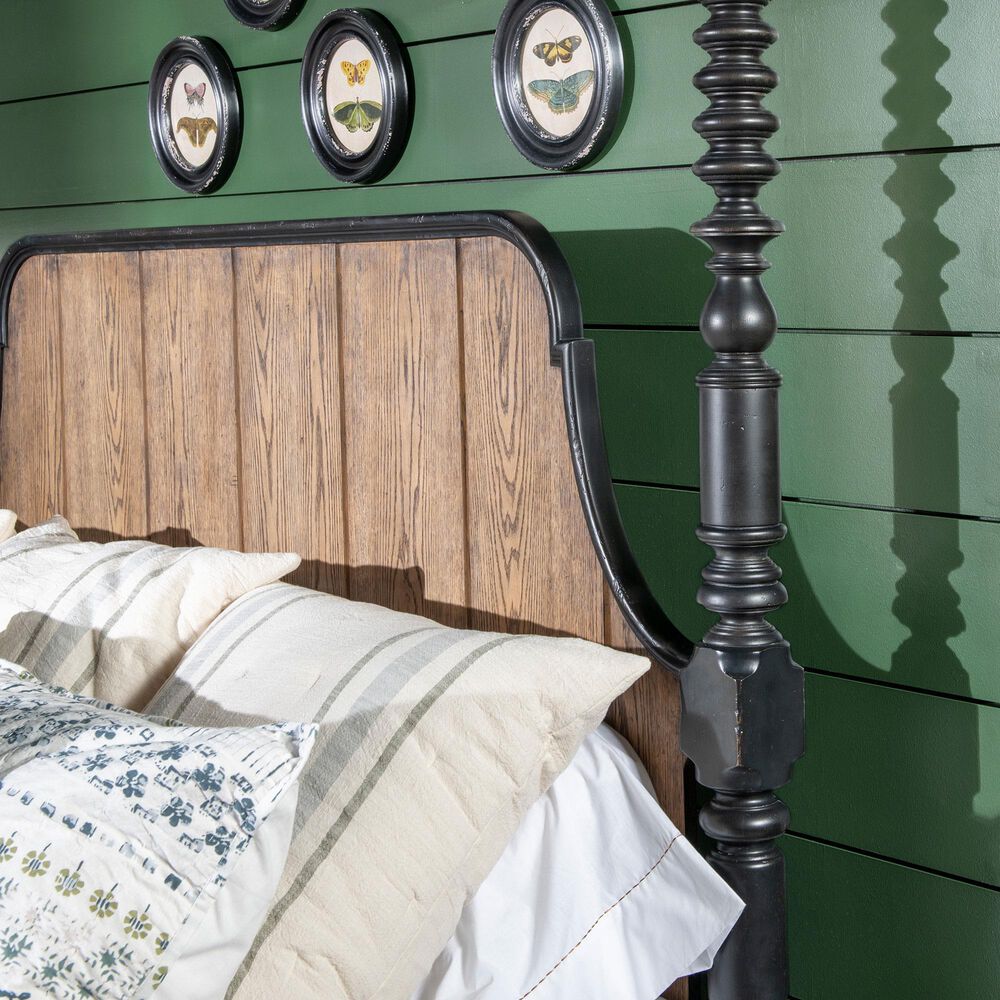 Legacy Classic Vintage Market 3-Piece Queen Post Canopy Bedroom Set in Barnwood Oak and Kettle Black, , large